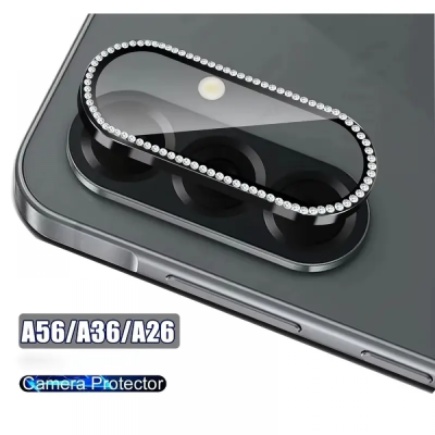 Προστατευτικό Κάμερας Strass Frame Full Cover Για Samsung Galaxy A36 5G –Ασημί