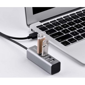 USB 2.0 Hub Hoco HB1 4 Θέσεων -Γκρι Usb Hub