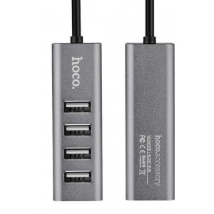 USB 2.0 Hub Hoco HB1 4 Θέσεων -Γκρι Usb Hub