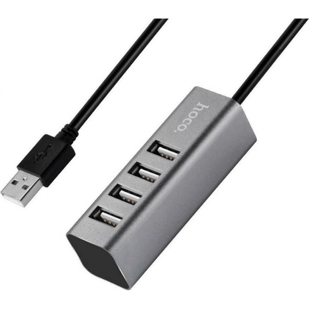 USB 2.0 Hub Hoco HB1 4 Θέσεων -Γκρι Usb Hub