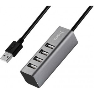 USB 2.0 Hub Hoco HB1 4 Θέσεων -Γκρι Usb Hub