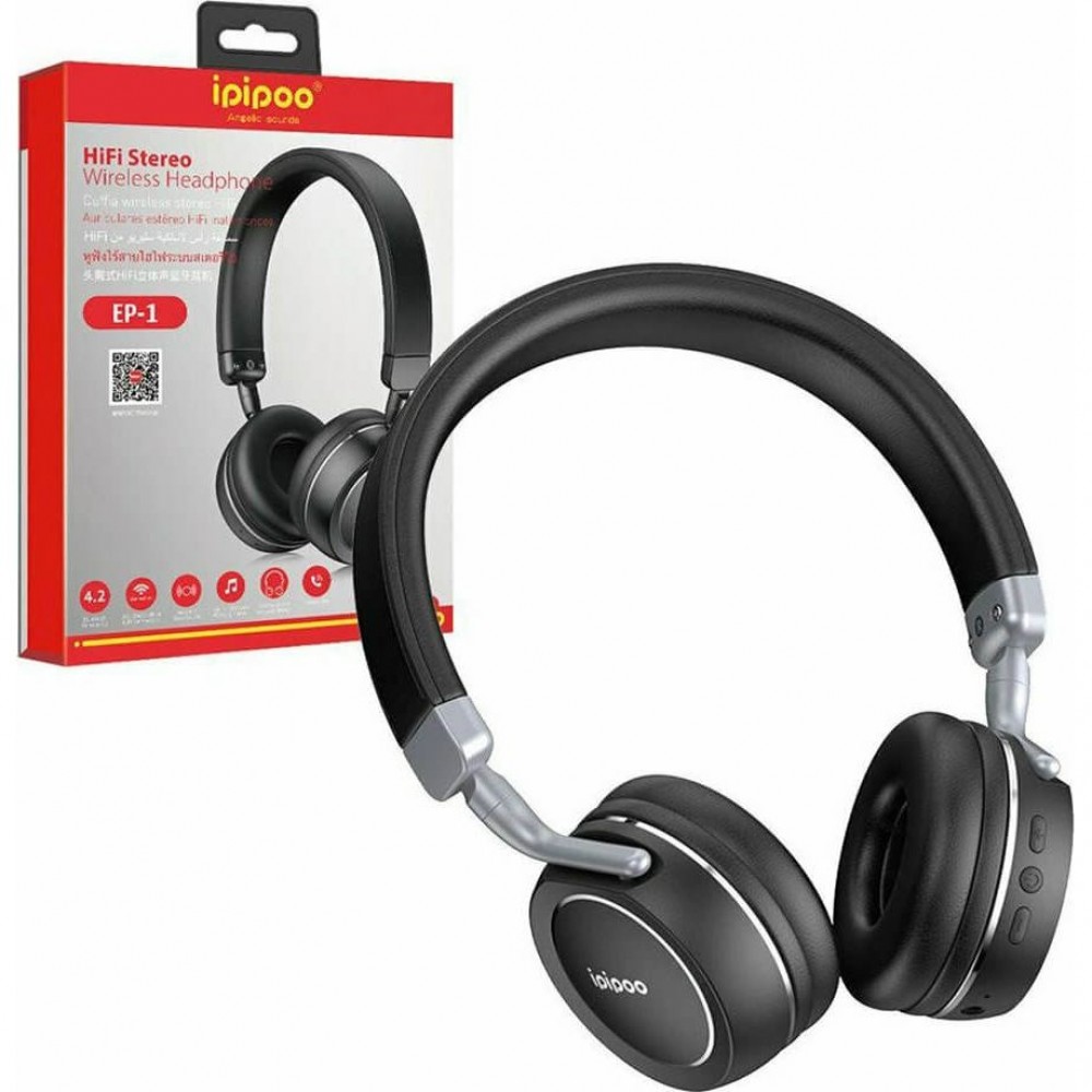 Headphones Ipipoo EP-1 Ασύρματη / Ενσύρματα On Ear με 12 ώρες Λειτουργίας- Μαύρο Αξεσουάρ 