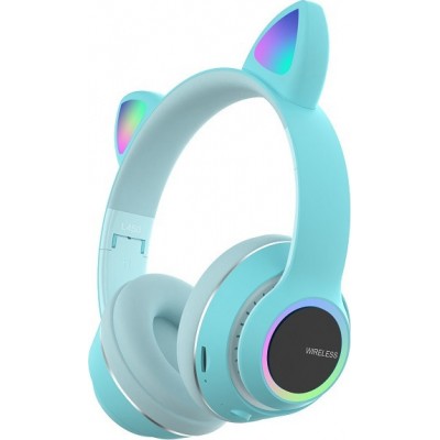 Ασύρματα/Ενσύρματα Over Ear Ακουστικά με 10 ώρες Λειτουργίας -Γαλάζιο