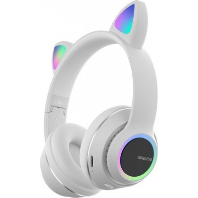 Ασύρματα/Ενσύρματα Over Ear Ακουστικά με 10 ώρες Λειτουργίας -Λευκό