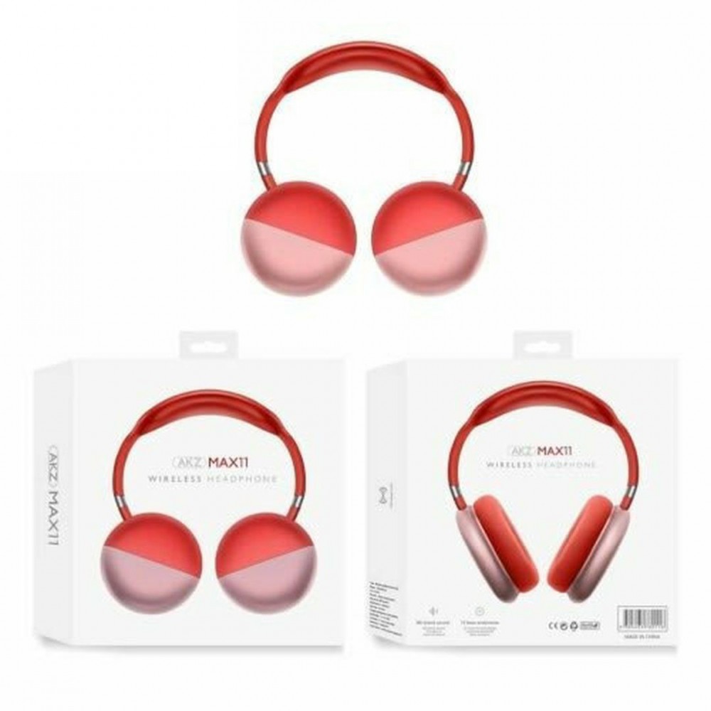AKZ-MAX11 Ασύρματα/Ενσύρματα On Ear Ακουστικά με 15 ώρες Λειτουργίας -Κόκκινο Αξεσουάρ 