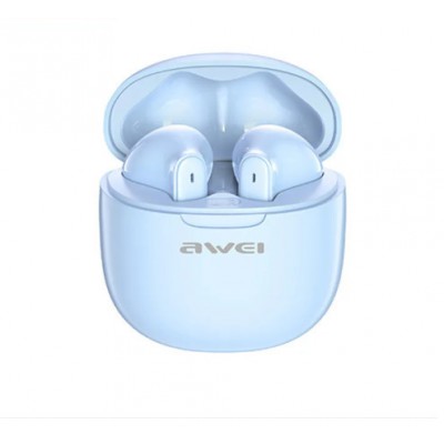 Awei T68 ENC Earbud Bluetooth Handsfree Ακουστικά με Θήκη Φόρτισης -Γαλάζιο