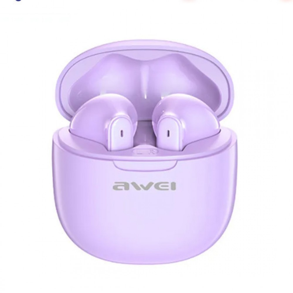 Awei T68 ENC Earbud Bluetooth Handsfree Ακουστικά με Θήκη Φόρτισης -Μωβ Αξεσουάρ 