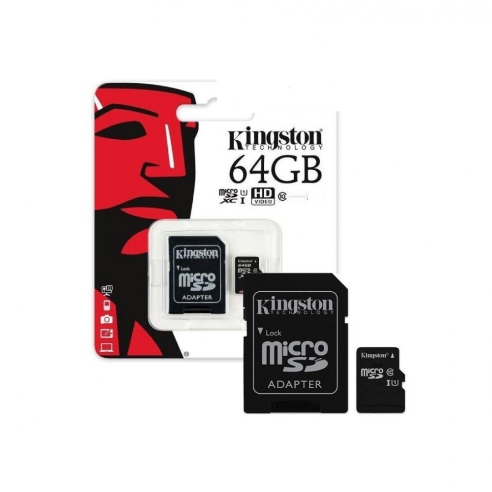 Κάρτα μνήμης 64GB,  Kingston MicroSDHC 64GB  & Sd Adapter Κάρτες Μνήμης