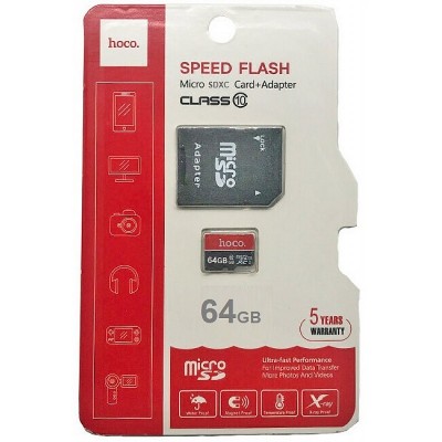 Hoco Speed Flash Micro SDXC Card + Adapter Class 10 64GB