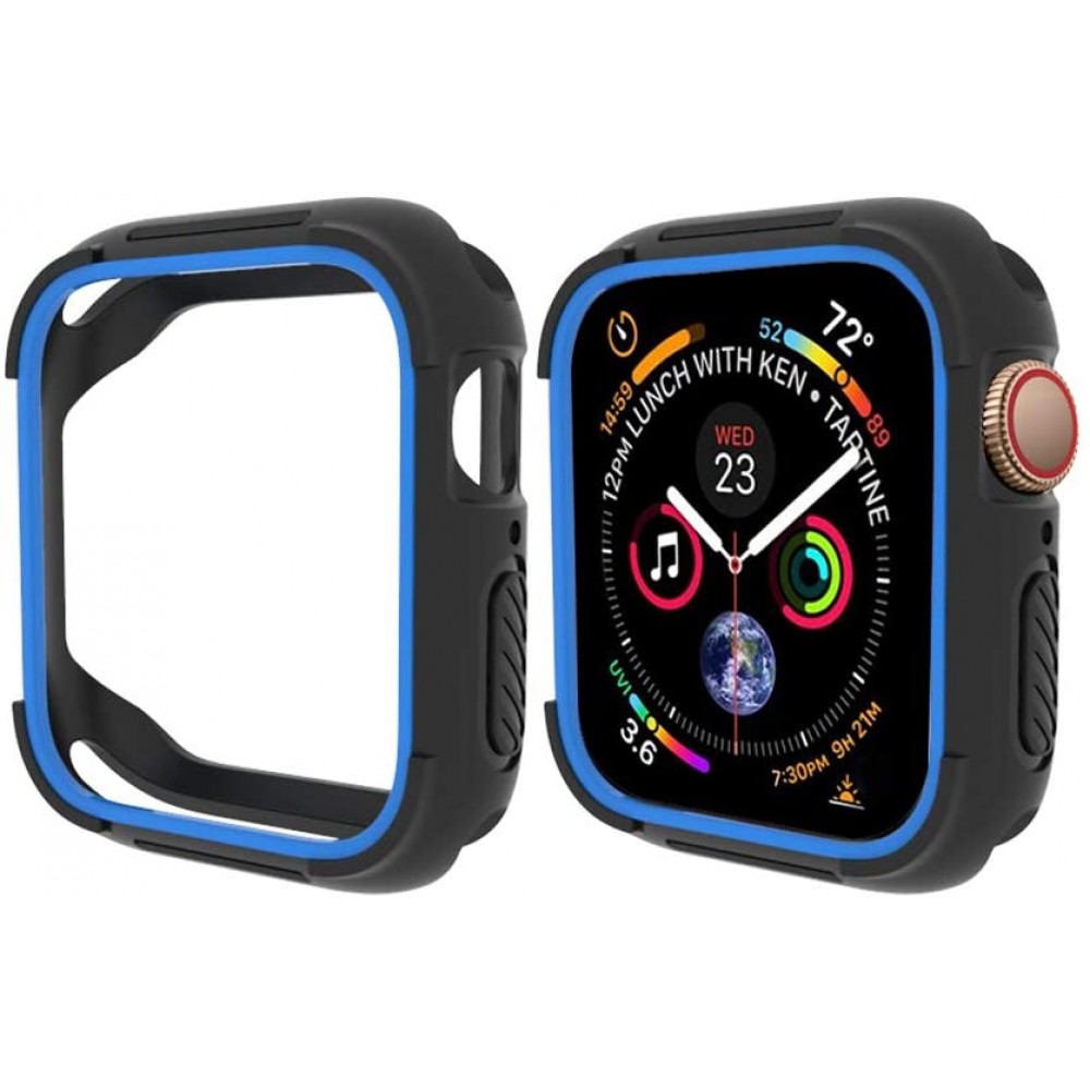 Θήκη Σιλικόνης Tpu For Apple Watch 44mm  - Black/ Blue Προστασία οθόνης