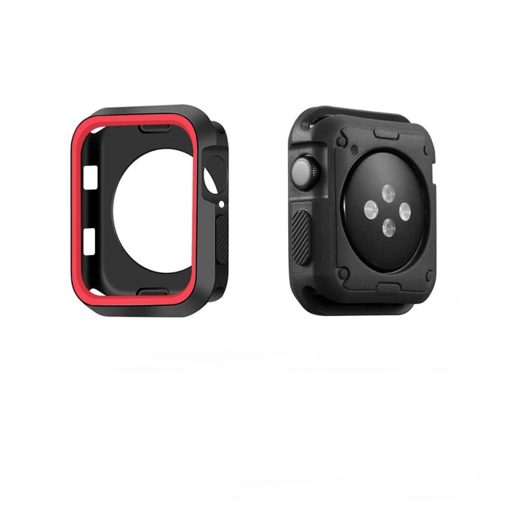 Θήκη Σιλικόνης Tpu For Apple Watch 44mm  - Black/ Red Προστασία οθόνης