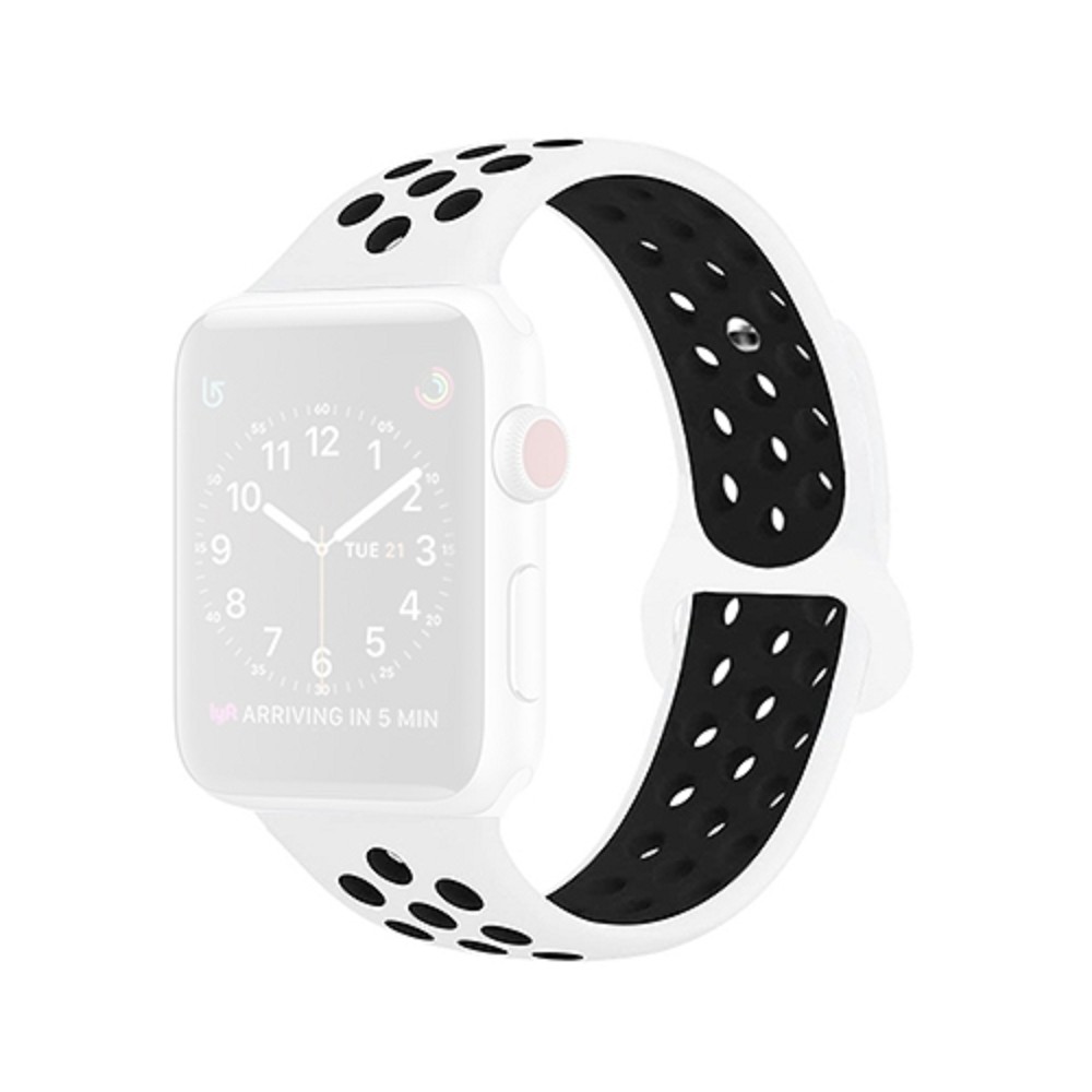 Ανταλλακτικό Λουράκι Σιλικόνης Apple Watch 5/4/3/2/1 - 44/42mm -Λευκό/Μαύρο Αξεσουάρ 