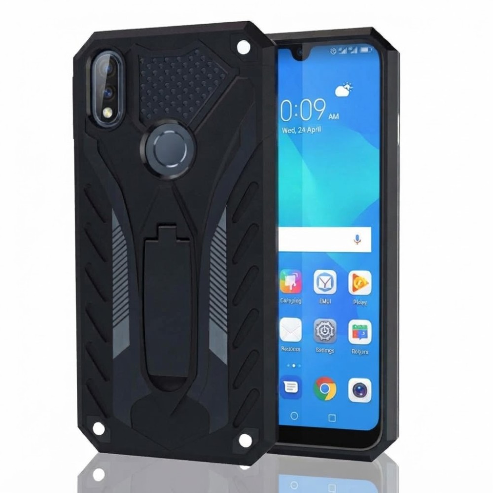 Θήκη Huawei Y6 2019 / Honor 8A Ανθεκτική  με stand -Μαύρη  Θήκες Smartphone