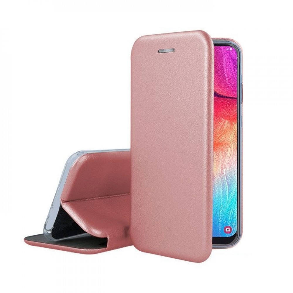 Θήκη Huawei P30 Lite Soft TPU&PU Leather Flip Βιβλίο Smart Magnet Elegance -Ροζ Χρυσό Θήκες Smartphone