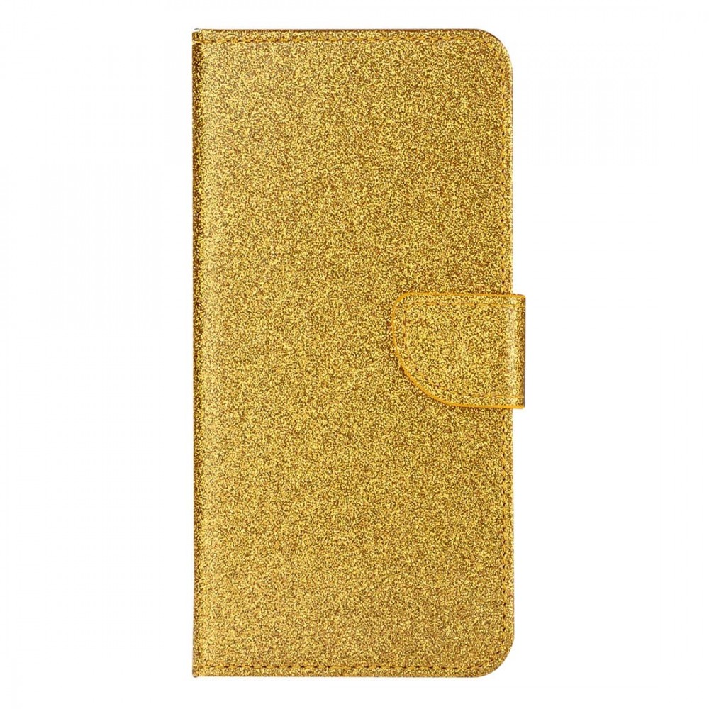 Θήκη Huawei Y6 2019 Bling Glitter PU Leather Flip Wallet -Gold Θήκες Smartphone