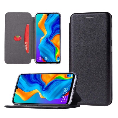 Θήκη Huawei P30 Soft TPU&PU Leather Flip Βιβλίο Smart Magnet Elegance -Μαύρο 