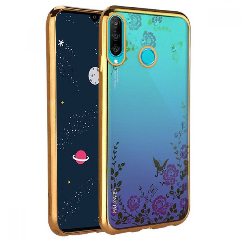 Θήκη Huawei P30 Lite Σιλικόνης με Στρας Forcell Strass TPU Case Diamond Garden  -Gold  Θήκες Smartphone