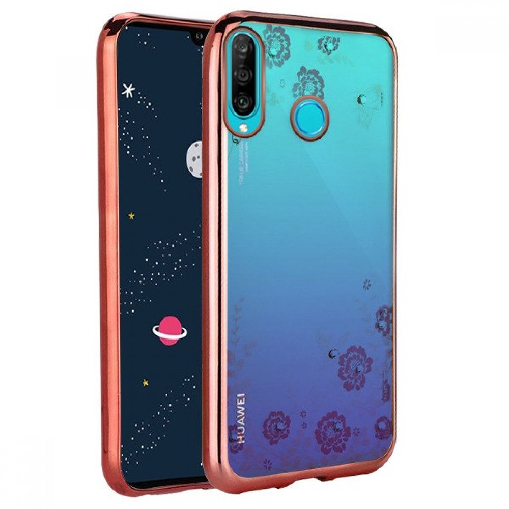 Θήκη Huawei P30 Lite Σιλικόνης με Στρας Forcell Strass TPU Case Diamond Garden  -Rose Gold  Θήκες Smartphone