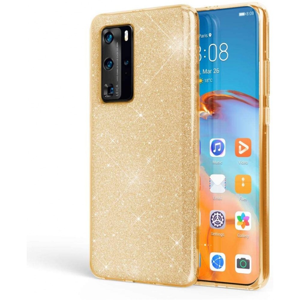 Θήκη Huawei P40 Pro Glitter Shine Cover Hard -Χρυσό Θήκες Smartphone