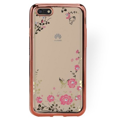 Θήκη Huawei Y5 2018 Σιλικόνης με Στρας Forcell Strass TPU Case Diamond Garden  -Rose Gold 