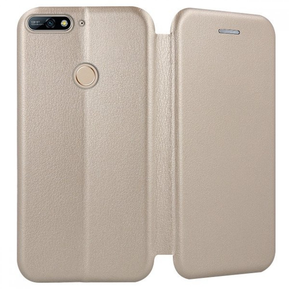 Θήκη Huawei Y6 Prime 2018 Soft TPU&PU Leather Flip Βιβλίο Smart Magnet Elegance -Χρυσό Θήκες Smartphone