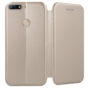Θήκη Huawei Y6 Prime 2018 Soft TPU&PU Leather Flip Βιβλίο Smart Magnet Elegance -Χρυσό Θήκες Smartphone