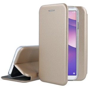 Θήκη Huawei Y6 Prime 2018 Soft TPU&PU Leather Flip Βιβλίο Smart Magnet Elegance -Χρυσό Θήκες Smartphone