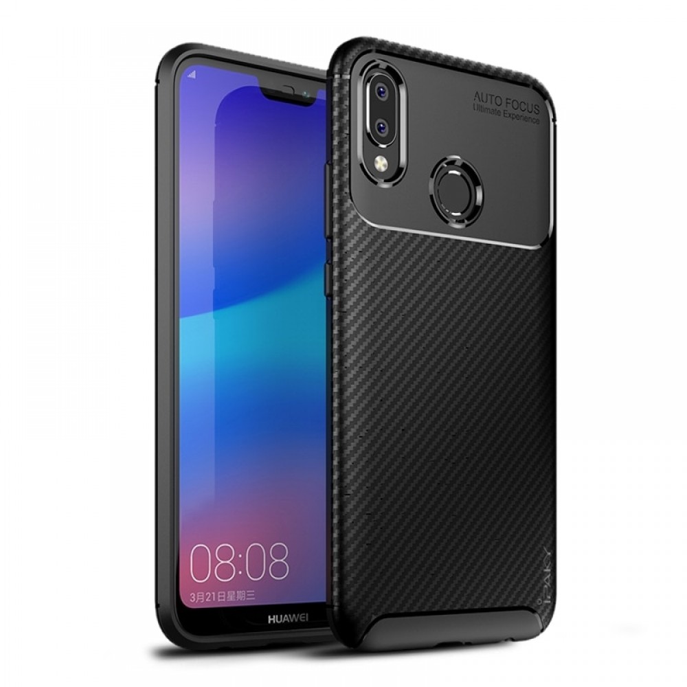 iPAKY Huawei P20 Lite Carbon fiber Armor Case Black Θήκες Smartphone