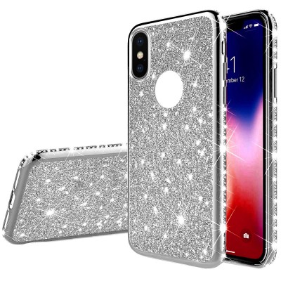 Θήκη iPhone XS Max Forcell Με Strass και Glitter Shine Cover Hard Case -Silver