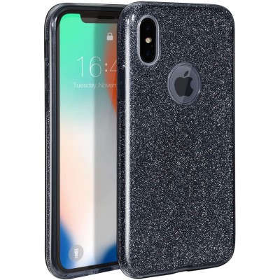 Θήκη iPhone X / XS Forcell Glitter Shine Cover Hard Case -Μαύρο 