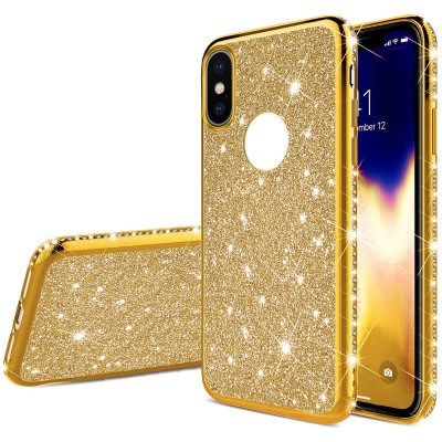 Θήκη iPhone X / XS Forcell Με Strass και Glitter Shine Cover Hard Case -Gold