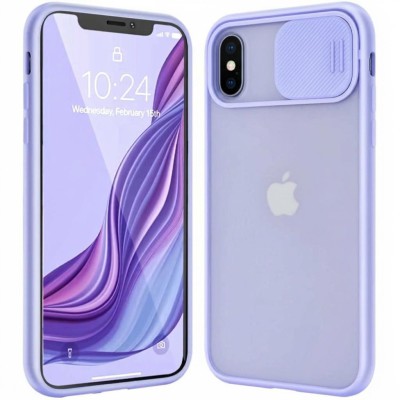 Θήκη iPhone X / XS  Clear Case with Slide Camera Cover Protection- Purple