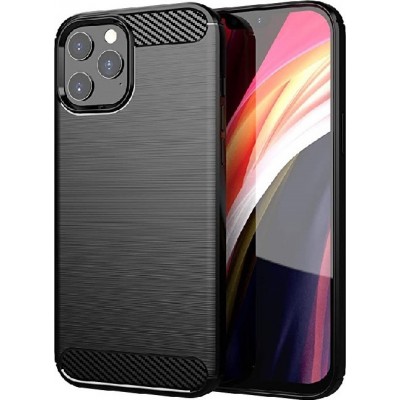 Θήκη Σιλικόνης Carbon Look Για iPhone 12 Pro Max –Μαύρο