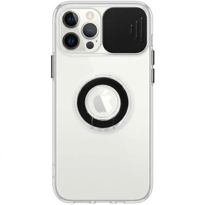 Θήκη iPhone 12 Pro Max  Clear Case Ring with Slide Camera Cover Protection- Black