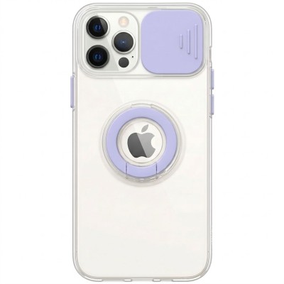 Θήκη iPhone 12 Pro Max  Clear Case Ring with Slide Camera Cover Protection- Purple
