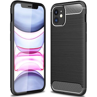 Θήκη Σιλικόνης Carbon Look Για iPhone 12 / 12 Pro –Μαύρο