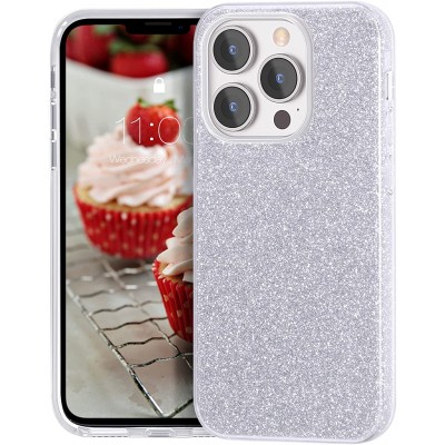 Θήκη iPhone 13 Pro  Forcell Glitter Shine Cover Hard Case -Ασημί