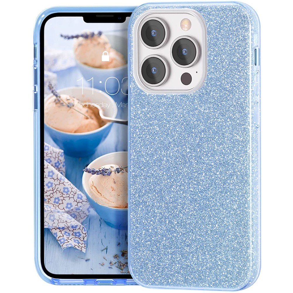 Θήκη iPhone 13 Pro Forcell Glitter Shine Cover Hard Case -Γαλάζιο Θήκες iPhone