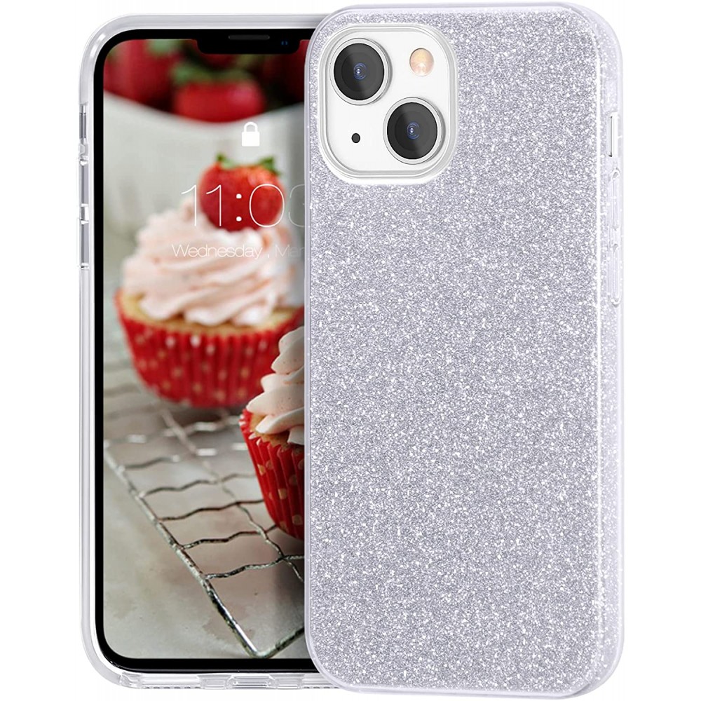 Θήκη iPhone 13 Forcell Glitter Shine Cover Hard Case -Ασημί Θήκες iPhone