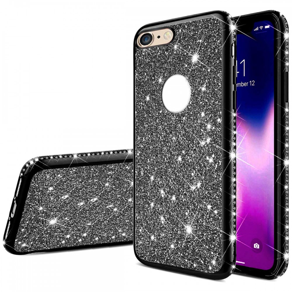 Θήκη iPhone 6 / 6s Plus Forcell Με Strass και Glitter Shine Cover Hard Case -Black Θήκες iPhone
