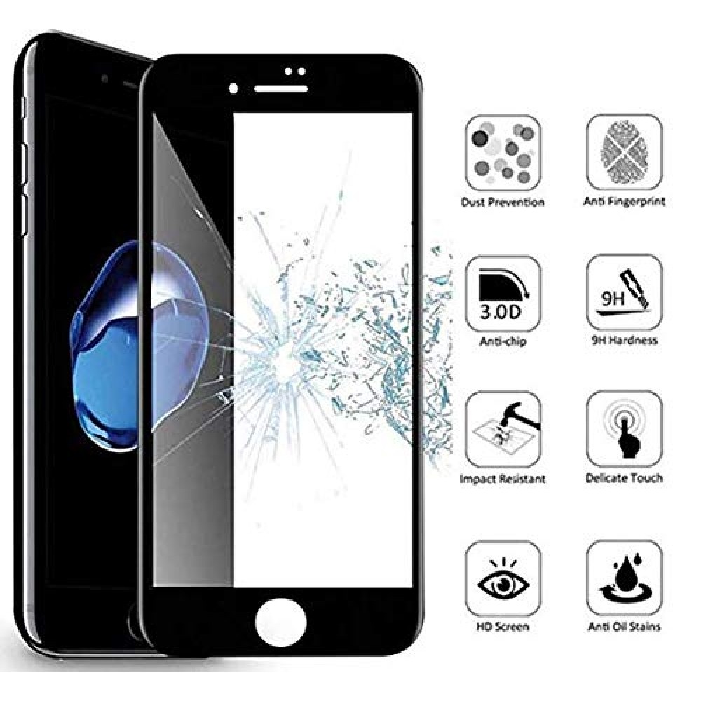 iPhone 7 / 8 Plus 3D Full Face Προστατευτικό Οθόνης Αντιχαρακτικό Γυαλί –Μαύρο Προστασία οθόνης