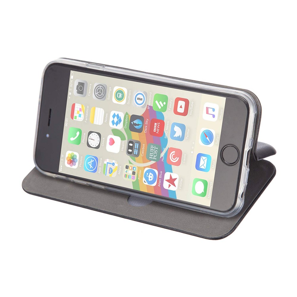 Θήκη iPhone 7 / 8 Plus Soft TPU&PU Leather Flip Βιβλίο Smart Magnet Elegance -Μαύρο  Θήκες iPhone