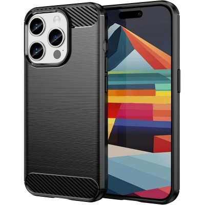 Θήκη Σιλικόνης Carbon Look Για iPhone 16 Pro 5G –Μαύρο