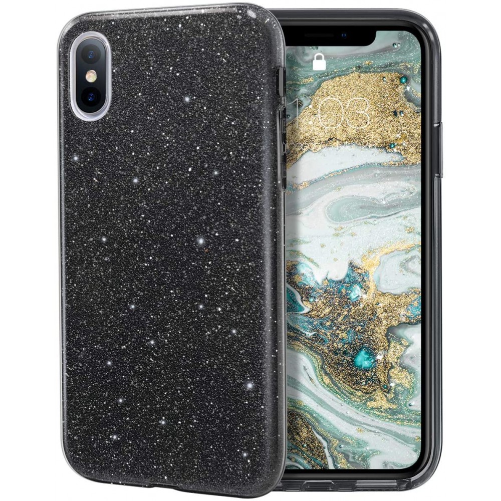Θήκη iPhone XS Max Forcell Glitter Shine Cover Hard Case -Μαύρο  Θήκες iPhone