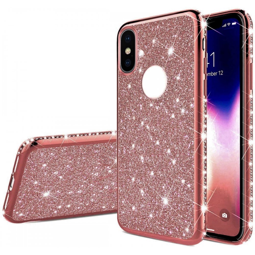 Θήκη iPhone XS Max Forcell Με Strass και Glitter Shine Cover Hard Case -Rose Gold Θήκες iPhone