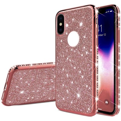 Θήκη iPhone XS Max Forcell Με Strass και Glitter Shine Cover Hard Case -Rose Gold