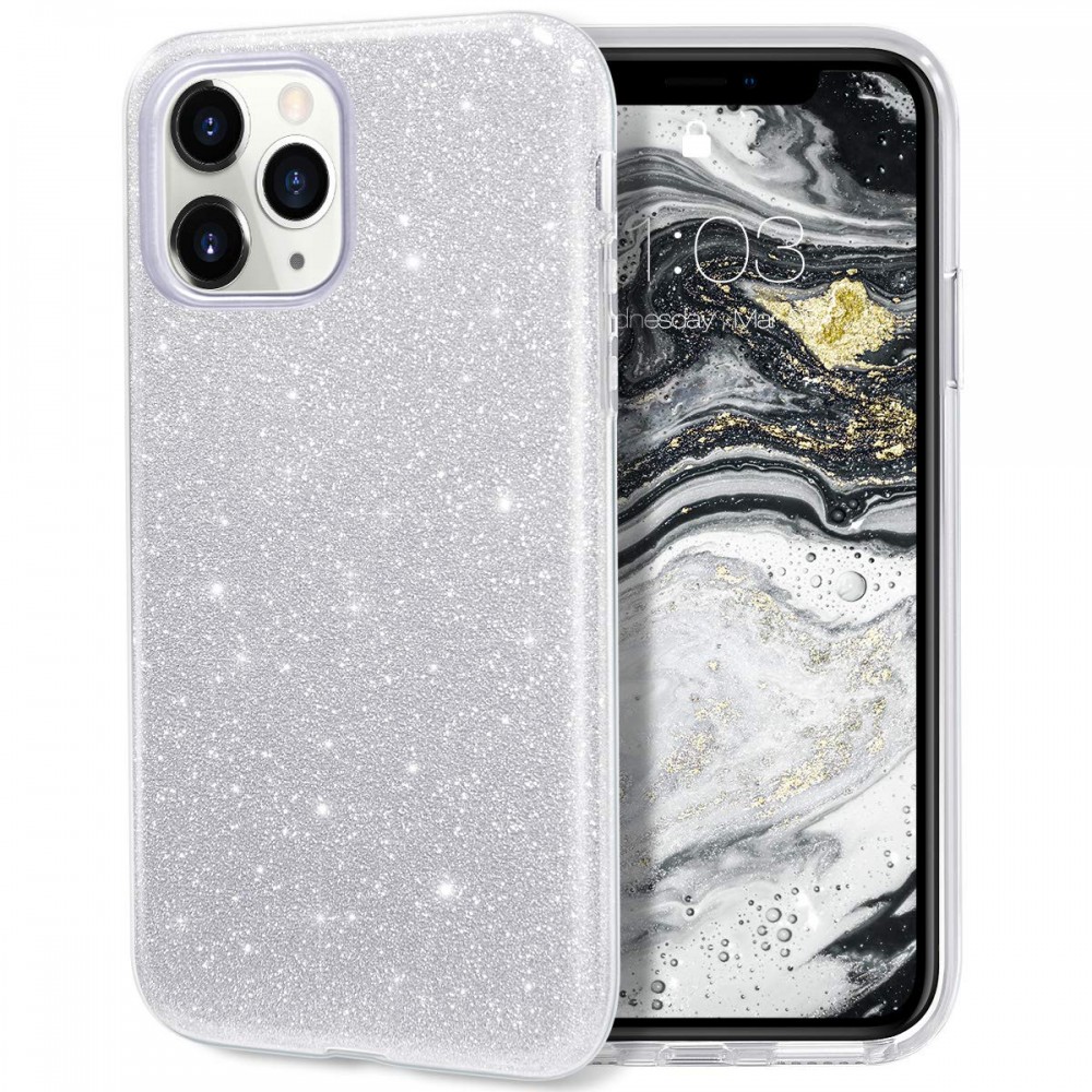 Θήκη iPhone 11 Pro Max Forcell Glitter Shine Cover Hard Case -Ασημί Θήκες iPhone