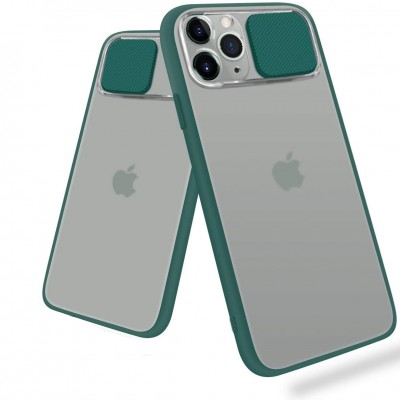 Θήκη iPhone 12 / 12 Pro Clear Case with Slide Camera Cover Protection- Green