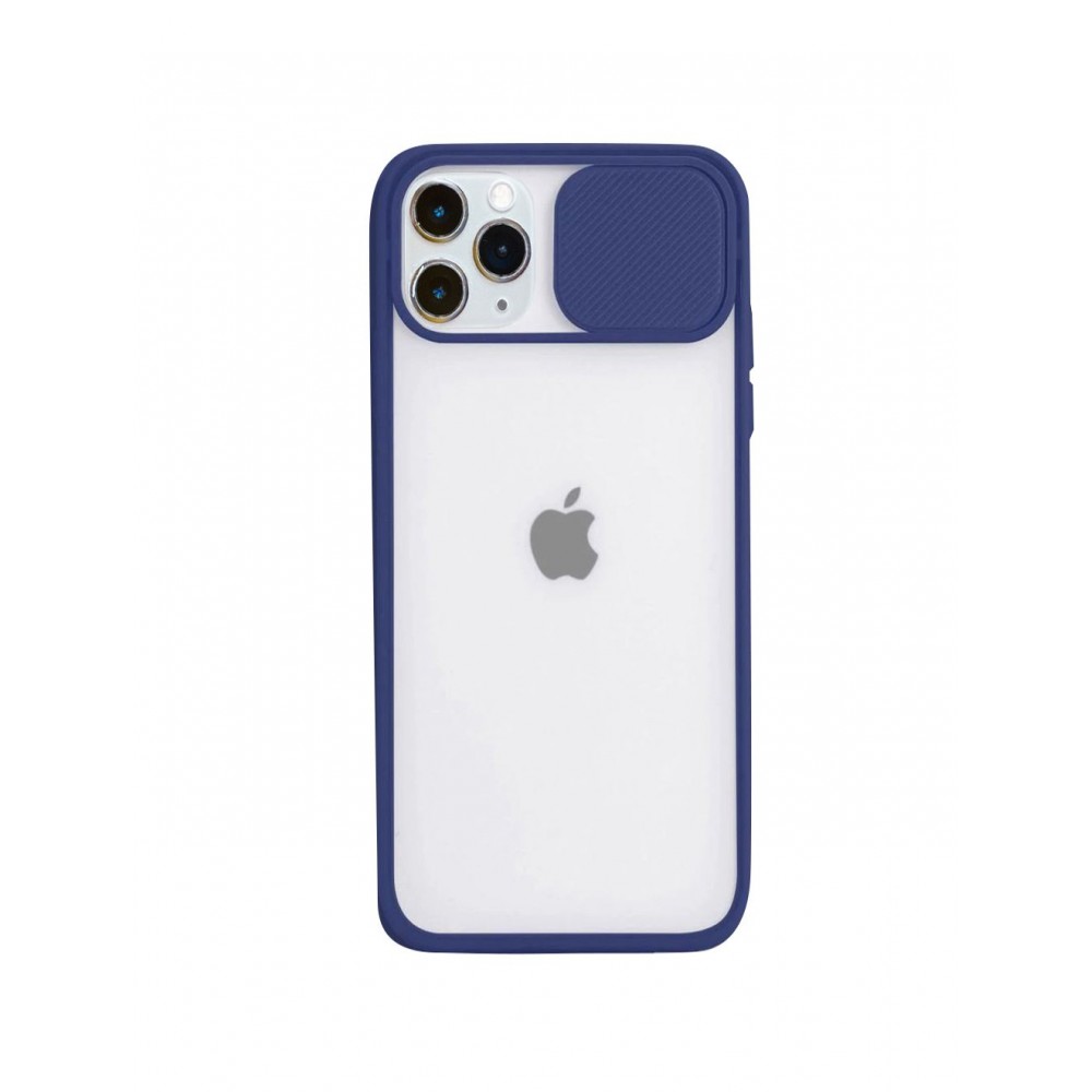 Θήκη iPhone 12 / 12 Pro Clear Case with Slide Camera Cover Protection- Dark Blue Θήκες iPhone