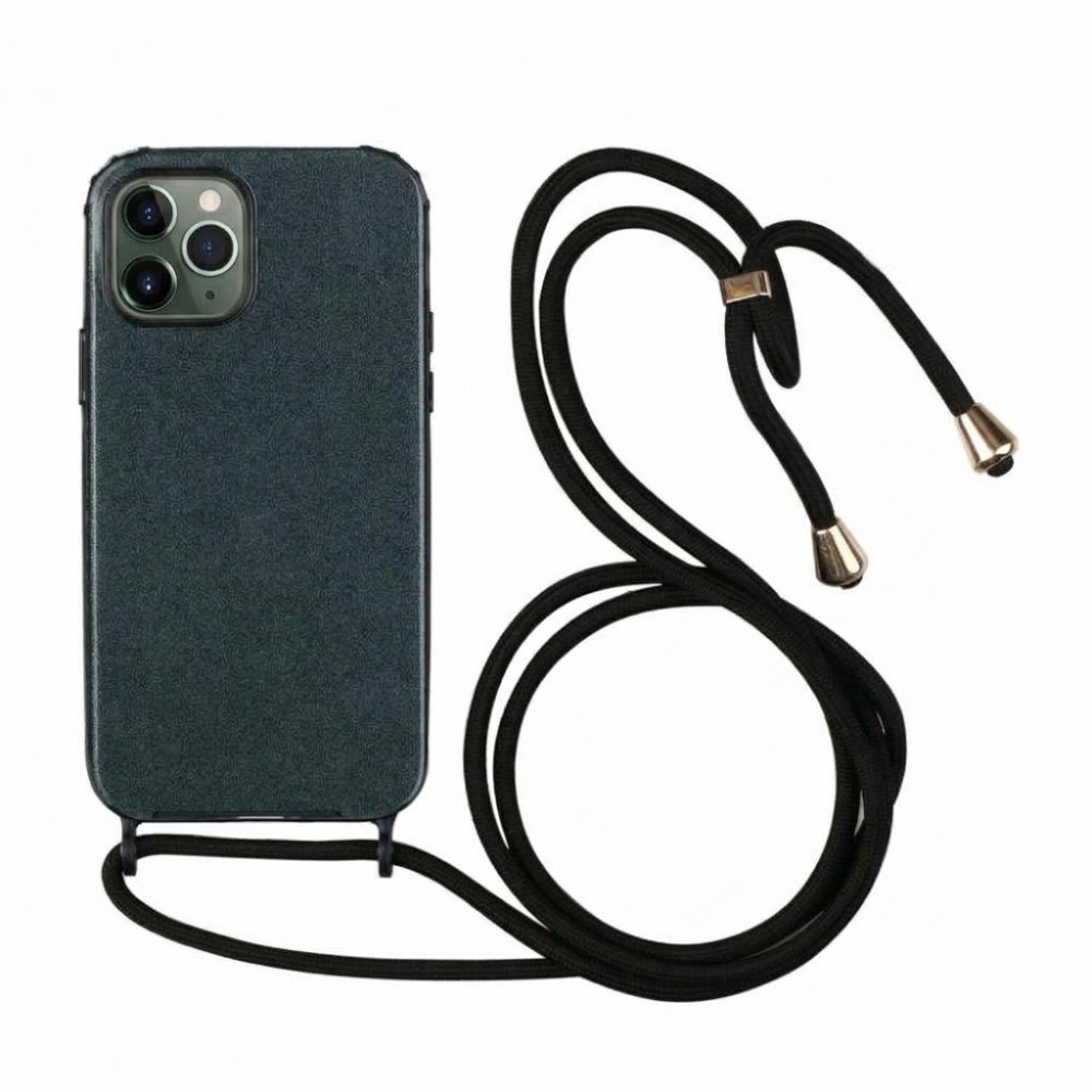 Θήκη iPhone 11 Pro Max Glitter Shine Cover Hard Case με Λουράκι Κορδόνι Λαιμού -Μαύρο Θήκες iPhone